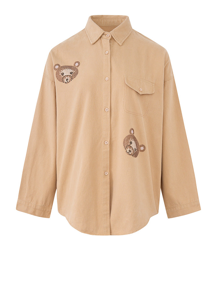 TCH Retro Rhinestone Bear Button Down Shirt