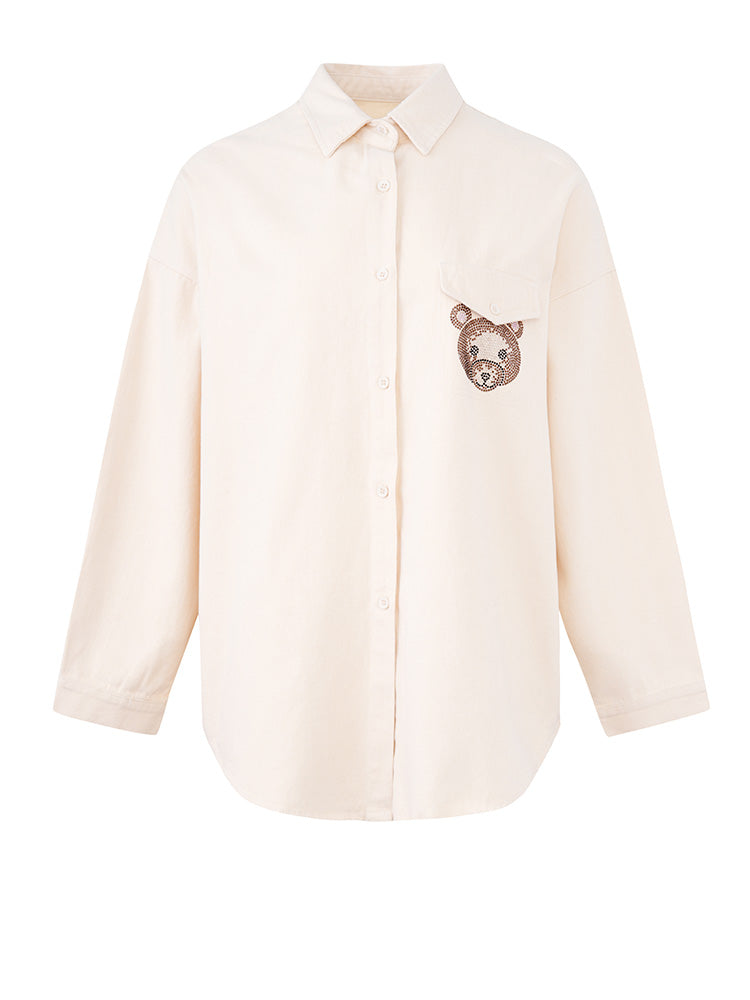 TCH Retro Rhinestone Bear Button Down Shirt