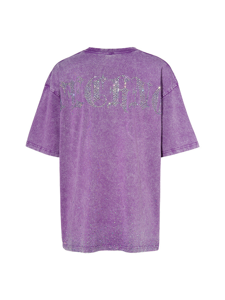 TCH Punk Cross Rhinestone Graphic Vintage Washed T-Shirt