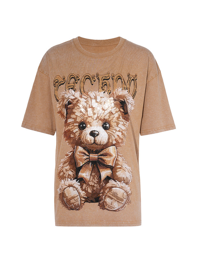 TCH Presale Rhinestone Teddy Bear Washed T-Shirt