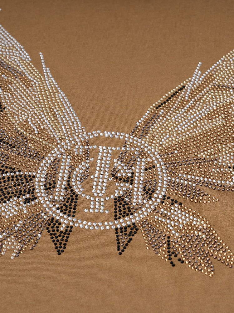 TCH Ruffled Rhinestone Graphic Wings T-Shirt