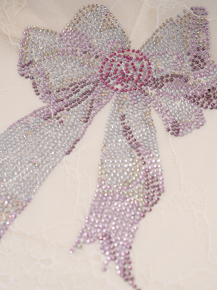 TCH Rhinestone Bow Floral Lace Padded Bandeau Cami