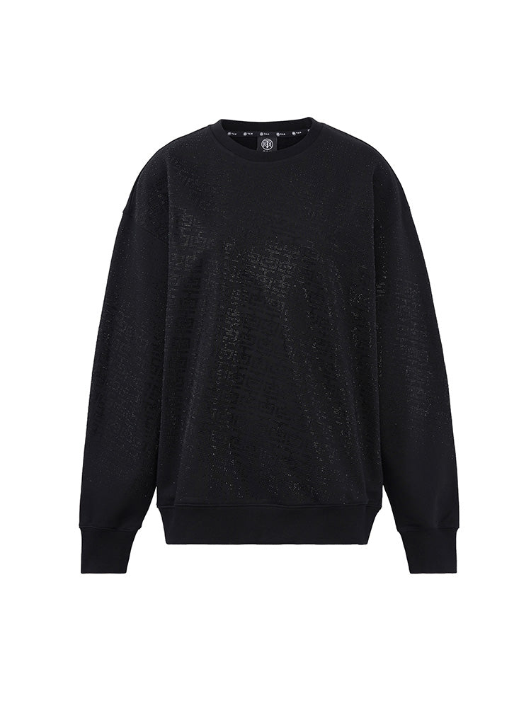 TCH Allover Rhinestone Casual Black Sweatshirt