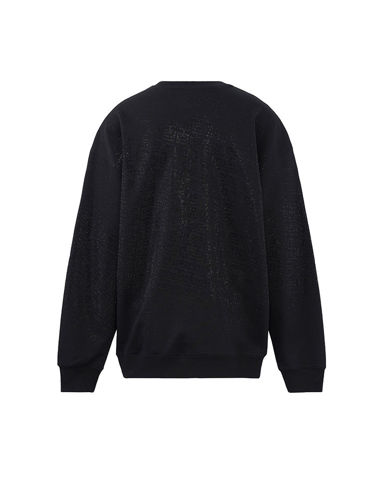 TCH Allover Rhinestone Casual Black Sweatshirt