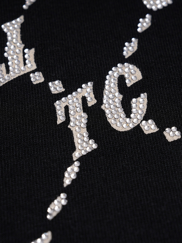 TCH Crystal-Logo Lace Contrast Street T-shirt Dress