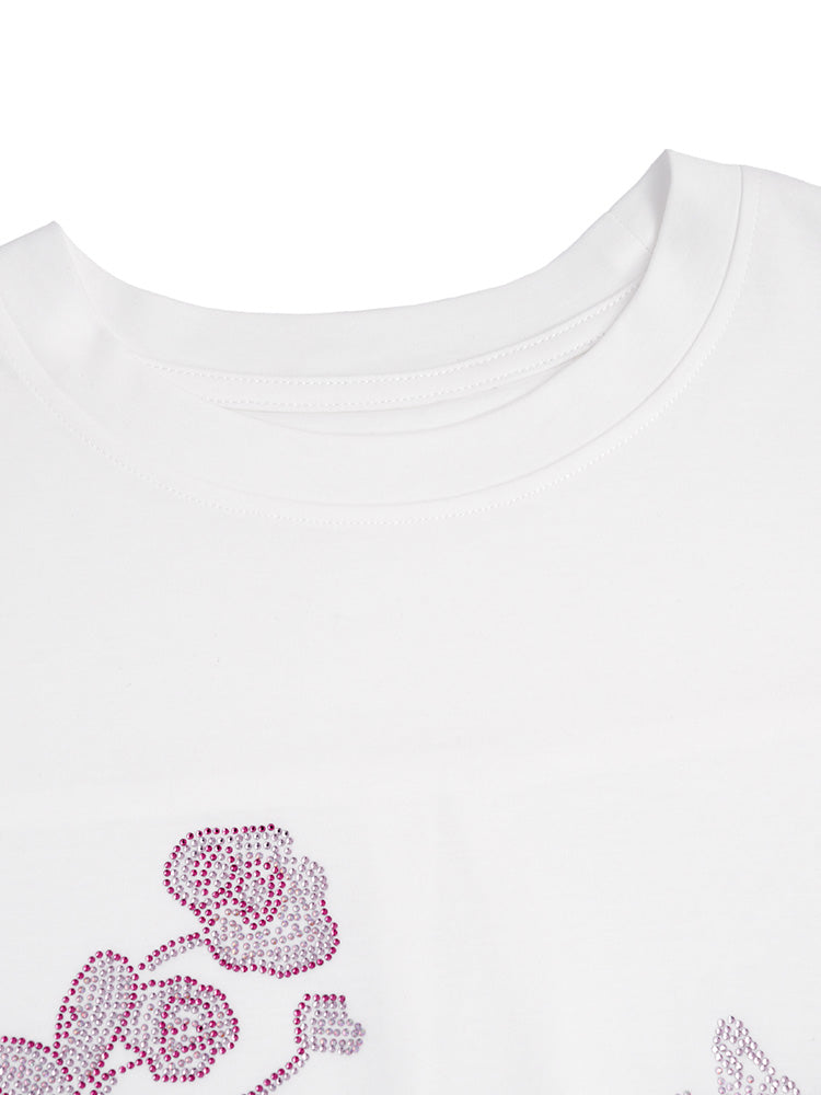 TCH Rhinestone Flower Print Satin Essential Blouse