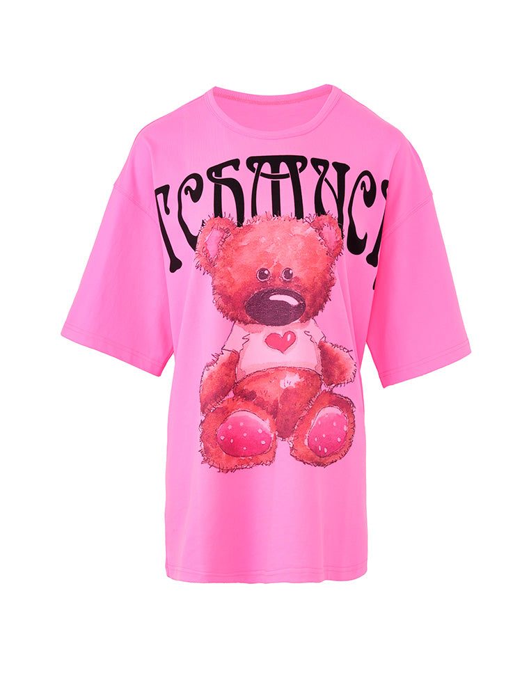 TCH Teddy Bear Graphic Oversized T-shirt in Rose