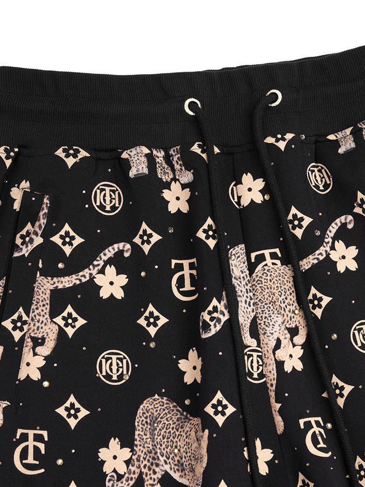 TCH Rhinestone Lion Mane Fashion 2 Pcs Tee & Long Pants