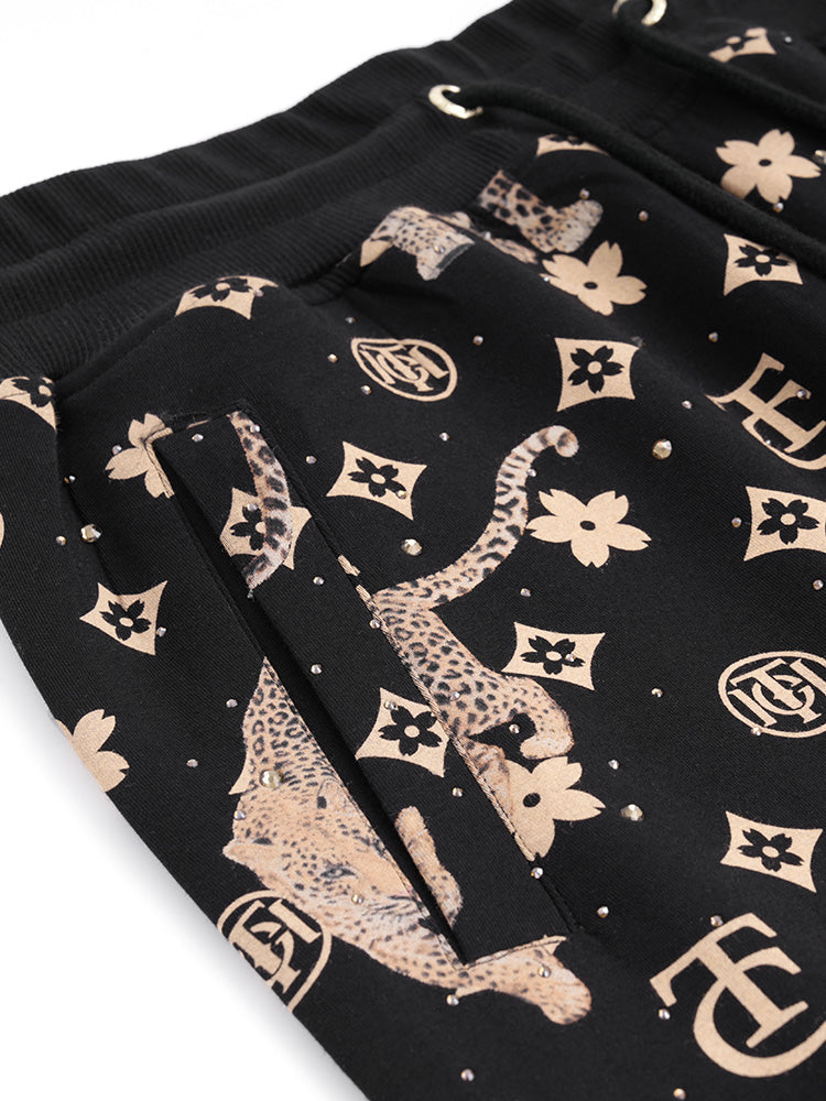 TCH Rhinestone Allover Print Jogging Trousers
