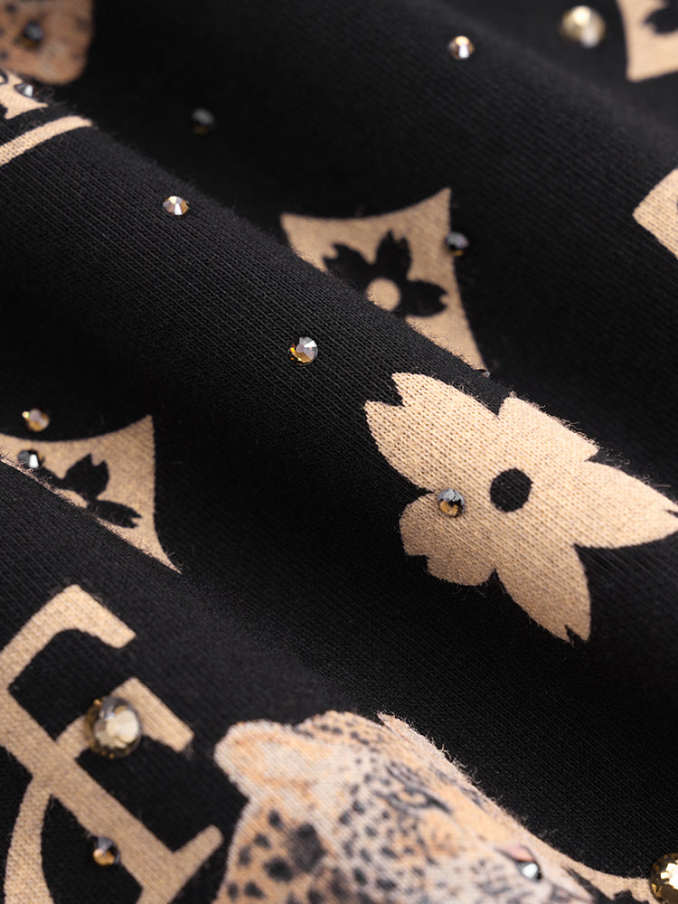 TCH Rhinestone Allover Print Jogging Trousers