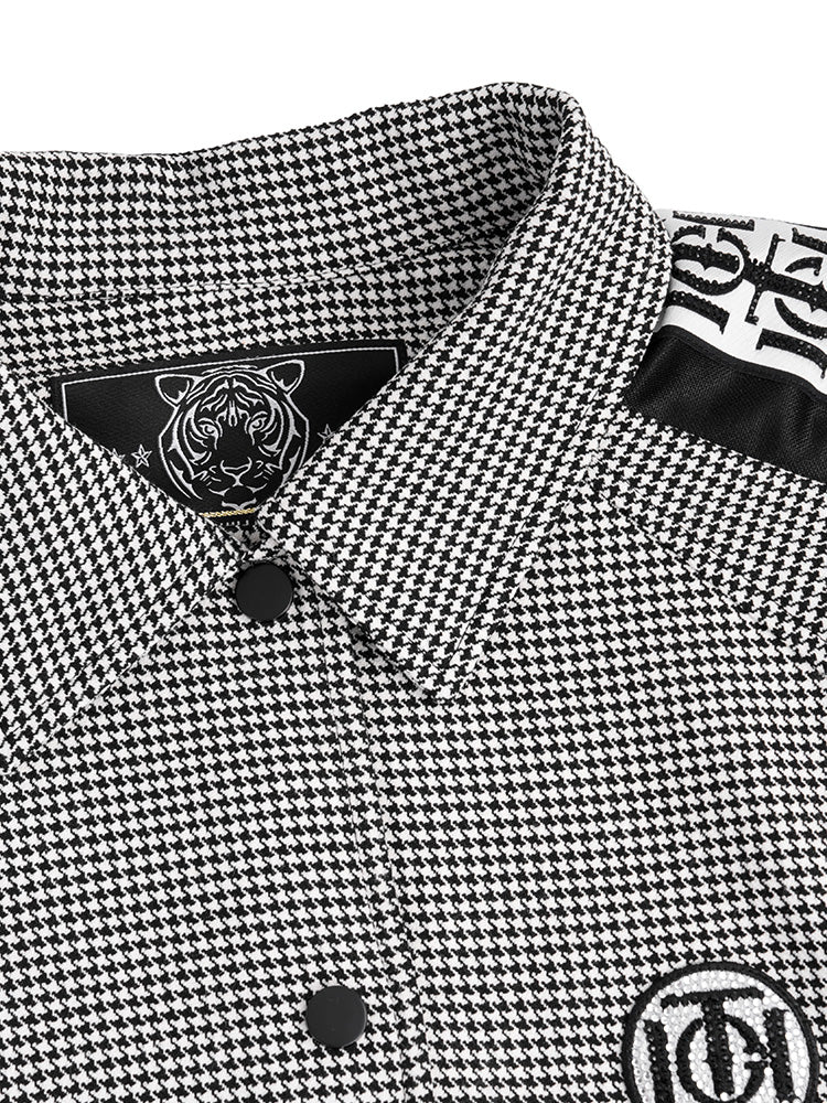 TCH Plaid Rhinestone Wings Sleeve Jacket