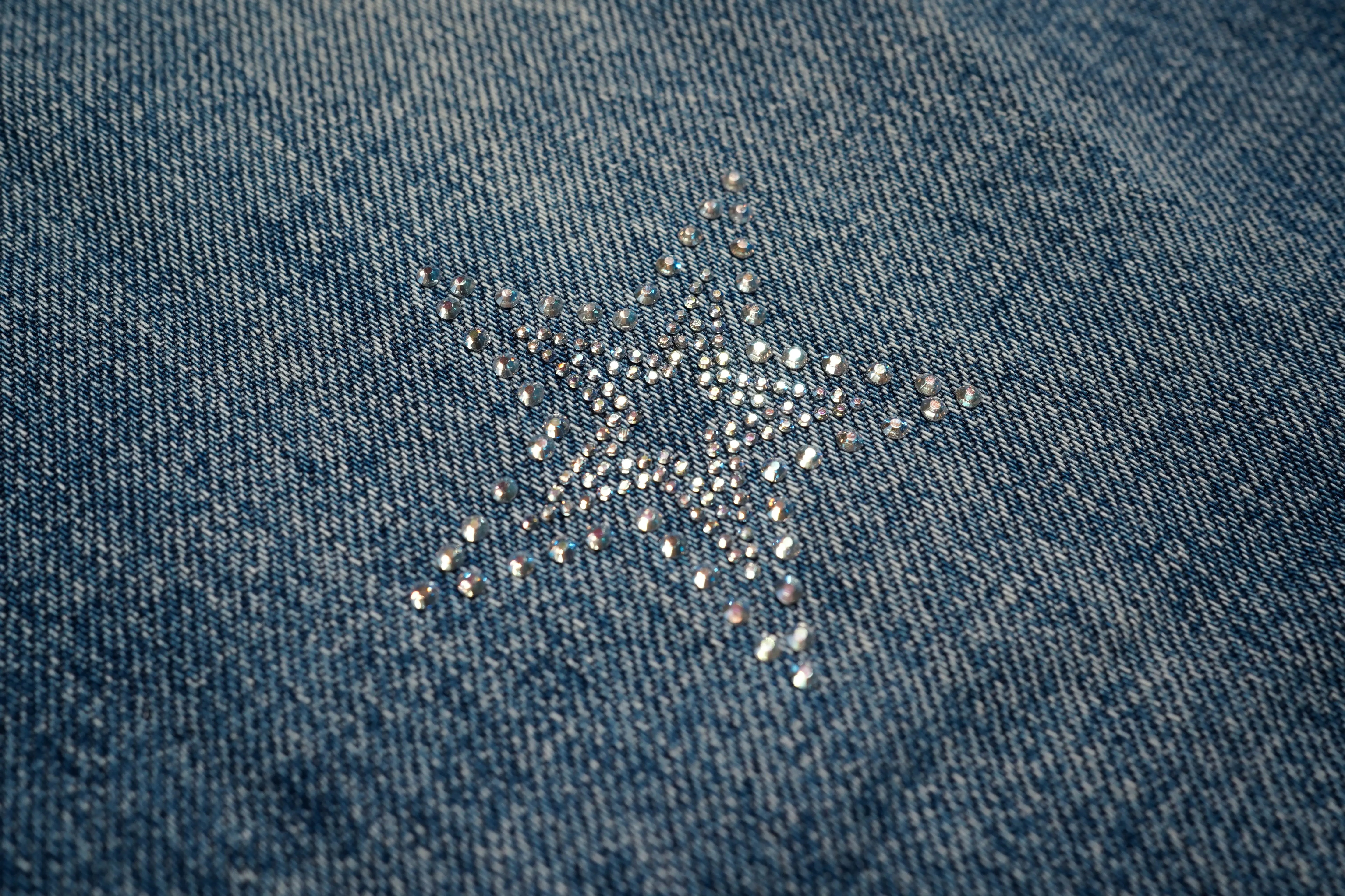 TCH Cosmic Star Rhinestone Wide-Leg Blue Jeans - M - US