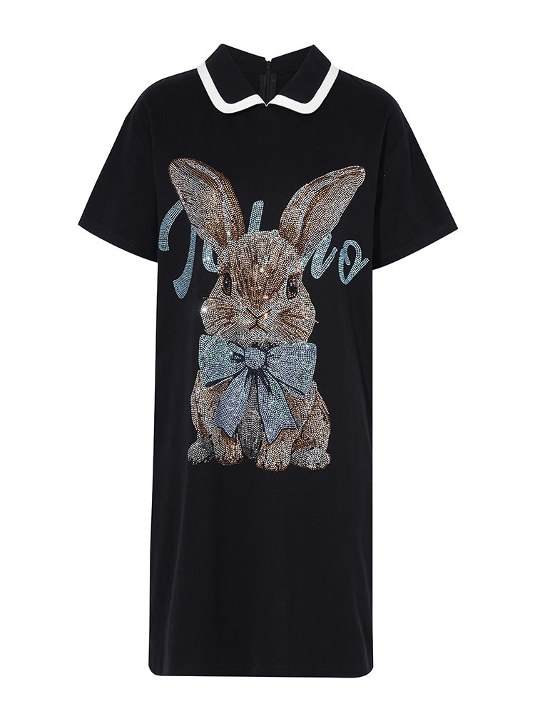 TCH Rabbit Rhinestone Polo Mini Dress with Wings Style