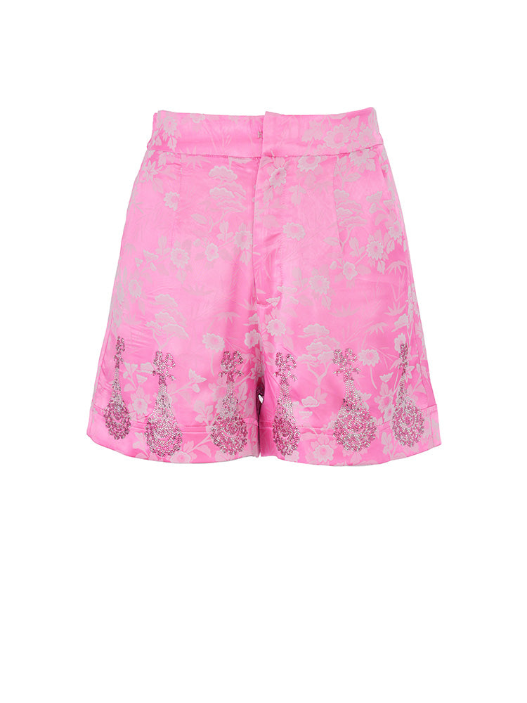 TCH Rhinestone Floral Jacquard Shorts
