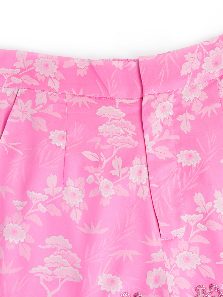 TCH Rhinestone Floral Jacquard Shorts