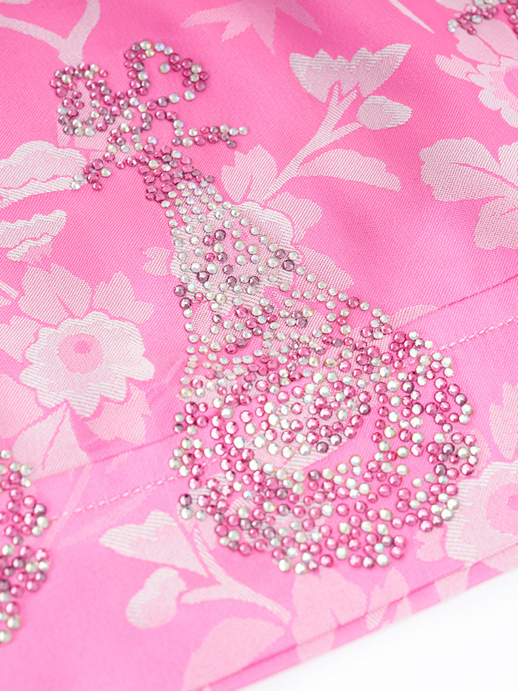 TCH Rhinestone Floral Jacquard Shorts