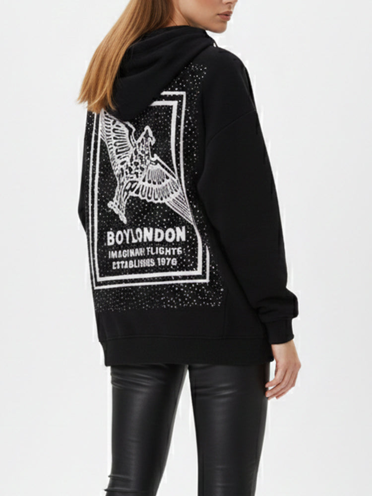 TCH Rhinestone Rabbit Black Hoodie