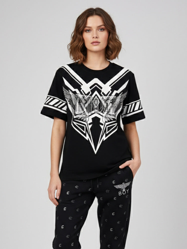 TCH Unisex Rhinestone Graphic Print Cotton Tee