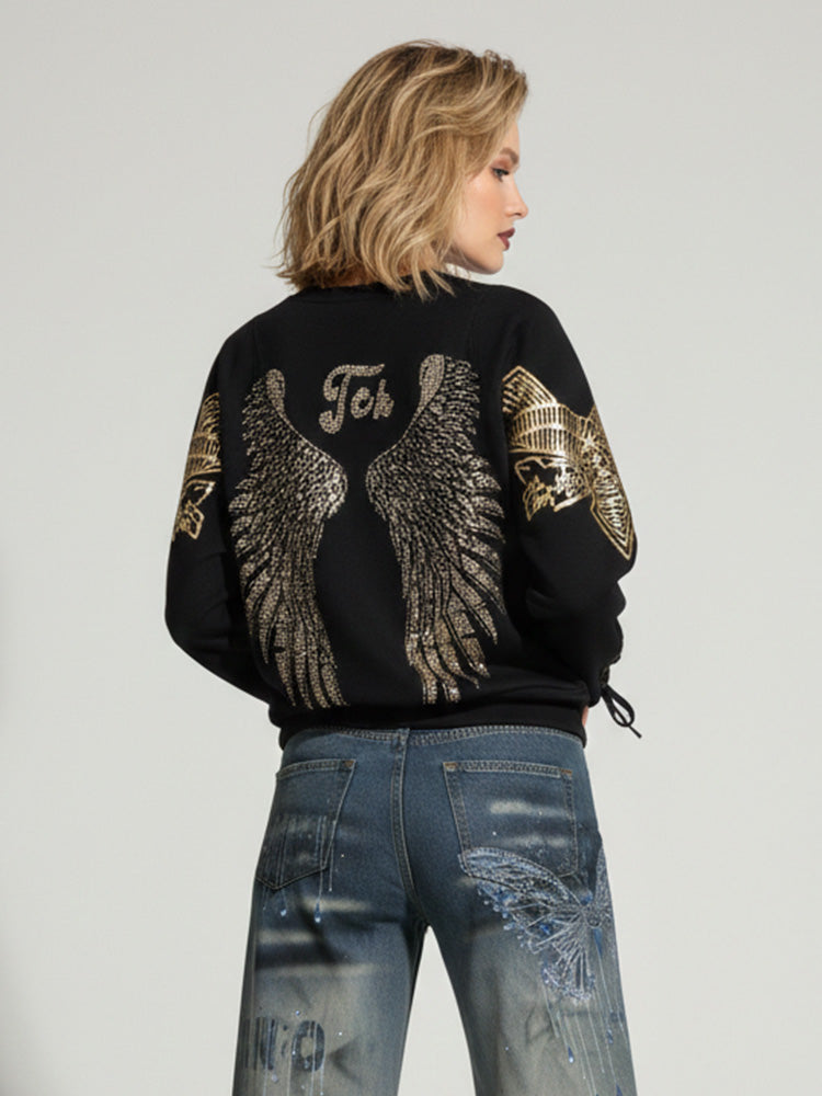 TCH Rhinestone Luxe Cross & Wings Sweatshirt