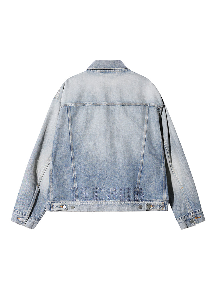 TCH Rhinestone Vintage Washed Denim Jacket