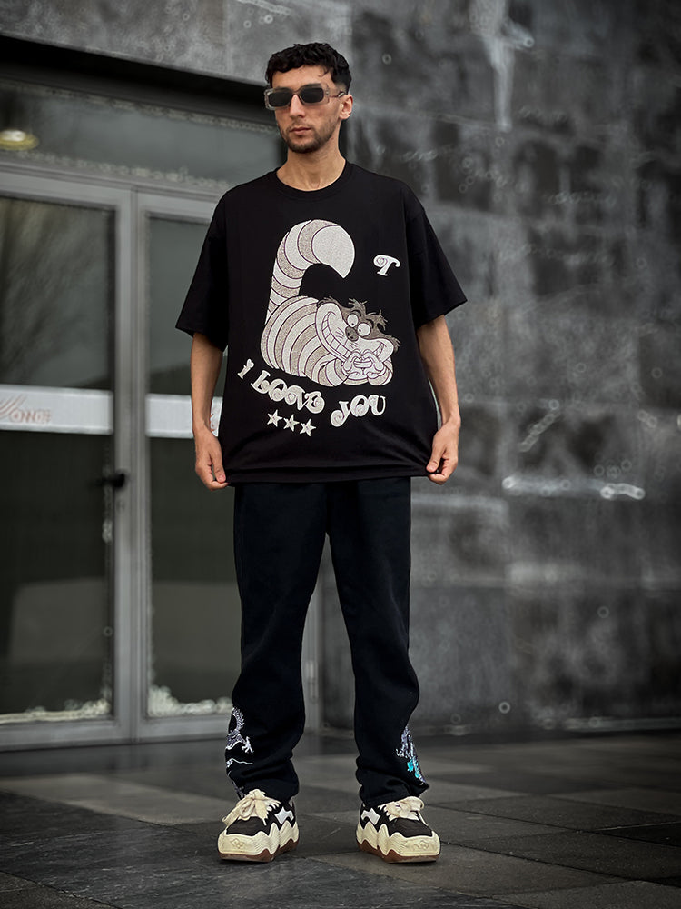 TCH Mens Raccoon Rhinestone Short Sleeve T-shirt