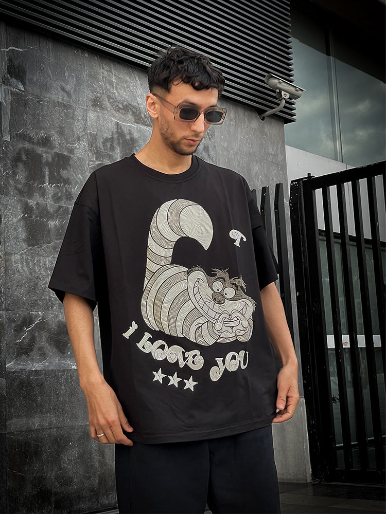 TCH Mens Raccoon Rhinestone Short Sleeve T-shirt
