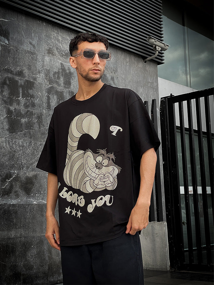 TCH Mens Raccoon Rhinestone Short Sleeve T-shirt