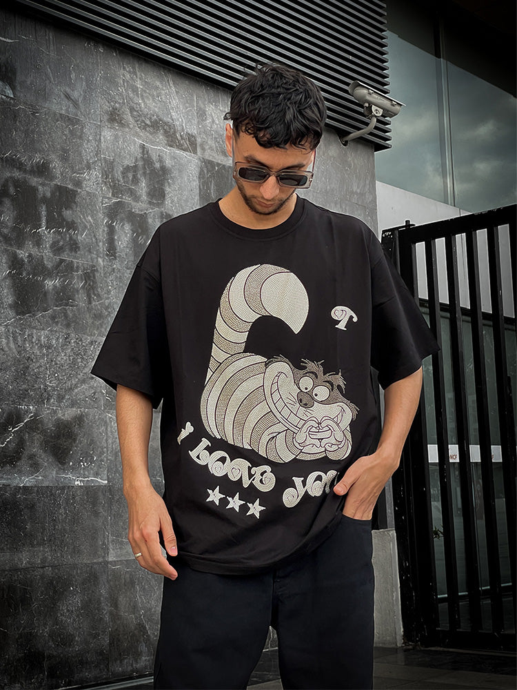 TCH Mens Raccoon Rhinestone Short Sleeve T-shirt