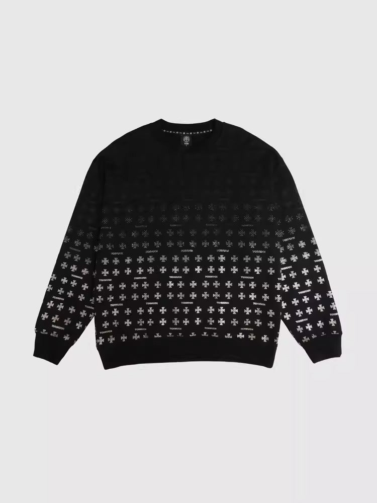 TCH Hot diamond cross gradient print light luxury round neck sweatshirt