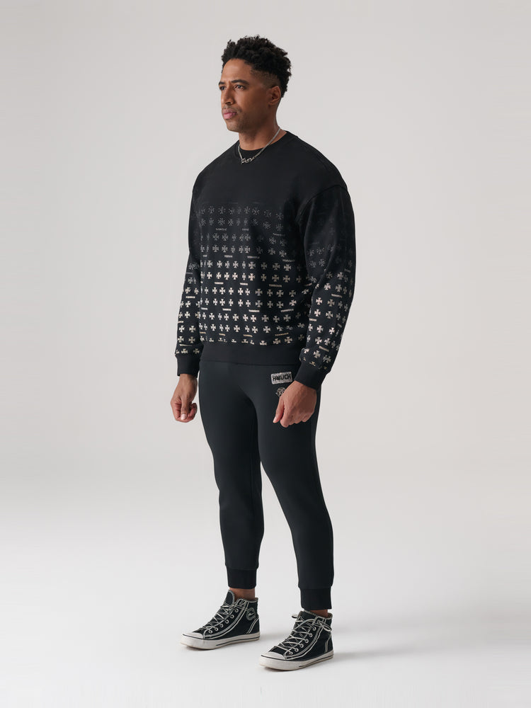 TCH Hot diamond cross gradient print light luxury round neck sweatshirt
