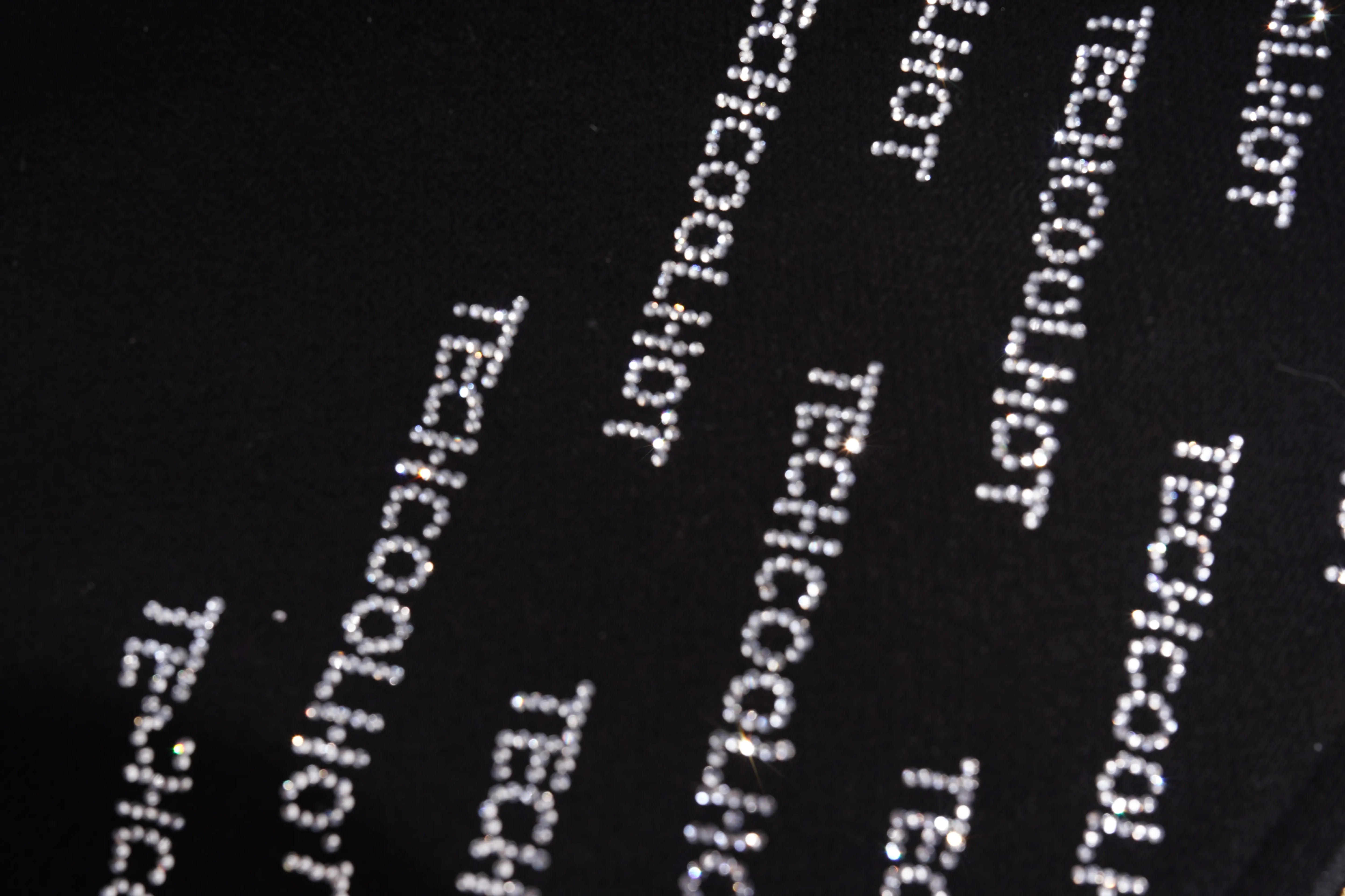 Close-up of 'TECHCOOL' text on a black background, Rhinestone Bear “TECHNO” Zip-Up Hoodie