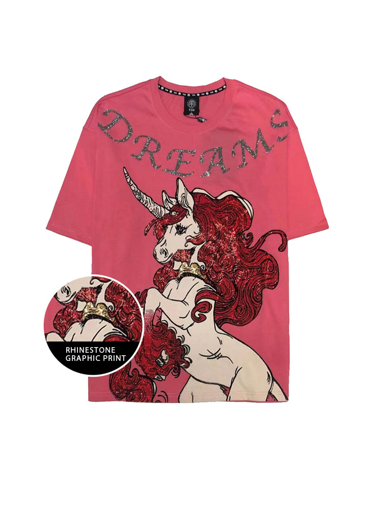 TCH Unicorn Rhinestone Short Sleeve T-shirt