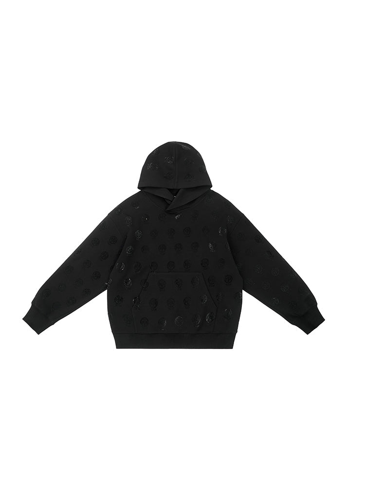 TCH Allover Logo Rhinestone Casual Black Sweatshirt