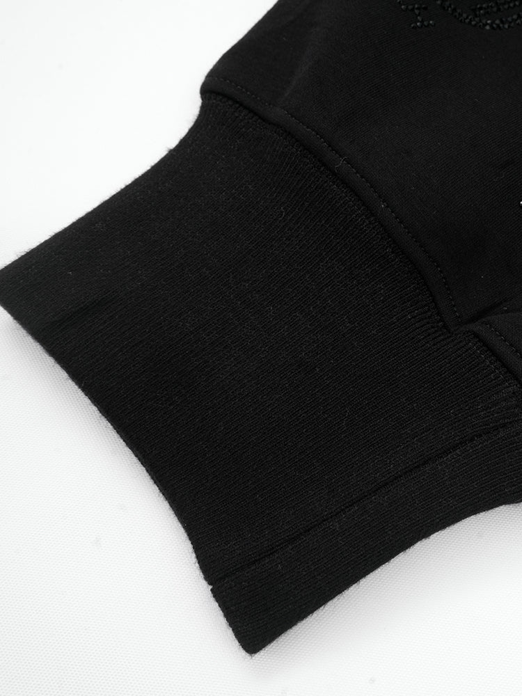 TCH Allover Logo Rhinestone Casual Black Sweatshirt