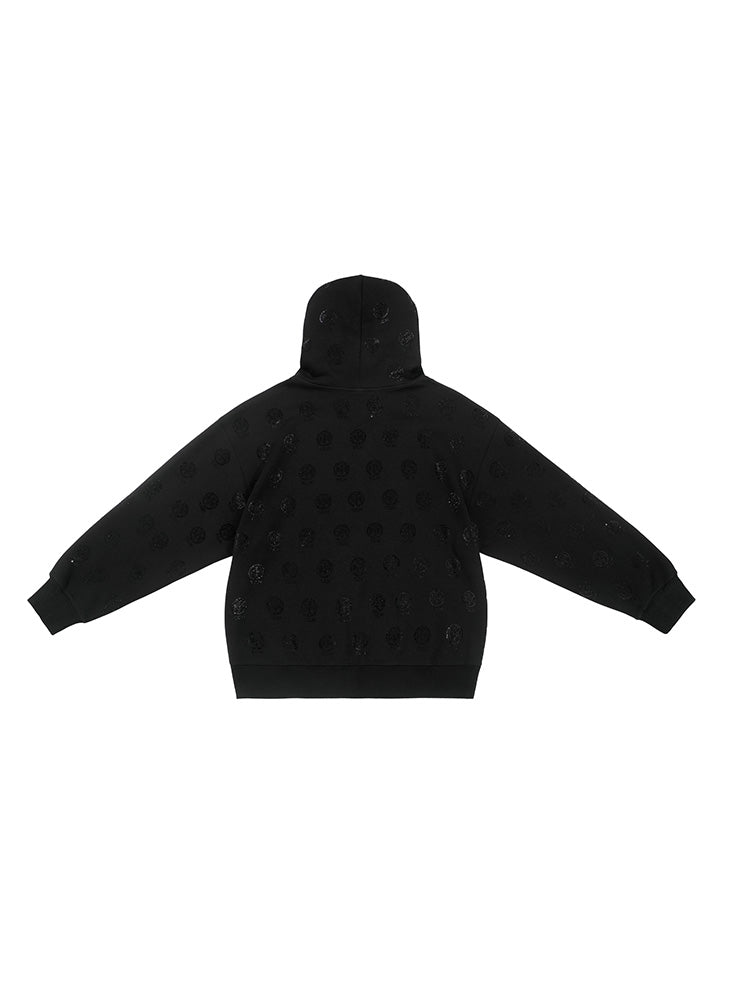 TCH Allover Logo Rhinestone Casual Black Sweatshirt
