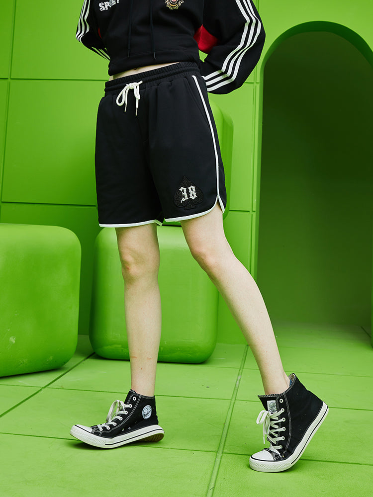 TCH Rhinestone Letter Elastic Waist Shorts