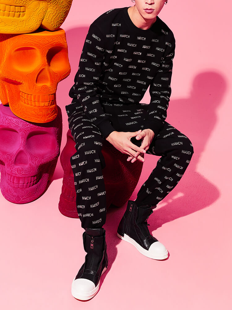TCH Men's Letter Print Rhinestone Sweatshirt Top