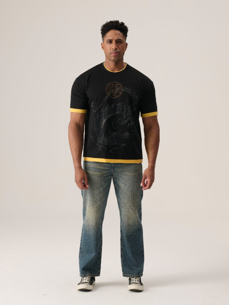 TCH Men Rhinestone Casual Straight Jeans