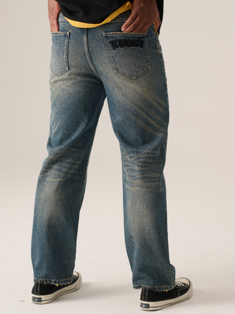 TCH Men Rhinestone Casual Straight Jeans