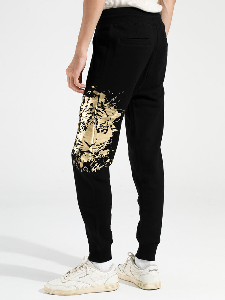 TCH Men Gold Graphic Casual Joggers Sports Pants