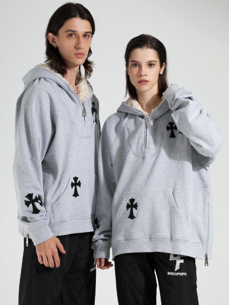 QuickShip TCH Graphic Cross Print Zip Up Hoodie Sweatshirt