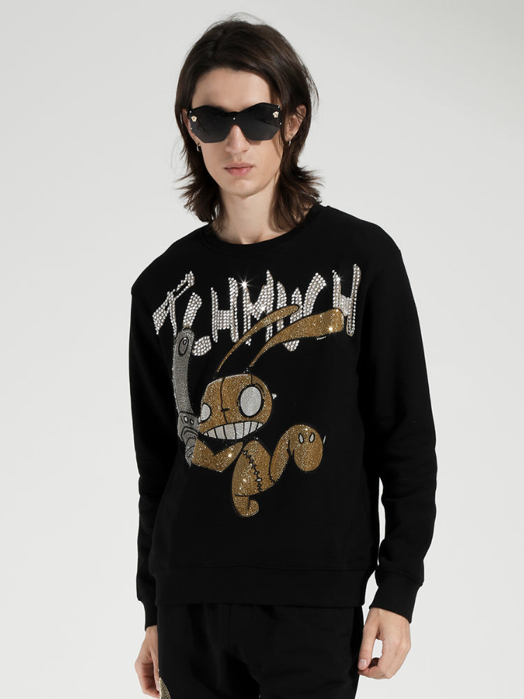 TCH Hot Diamond Letter Rabbit Printed Sweatshirt
