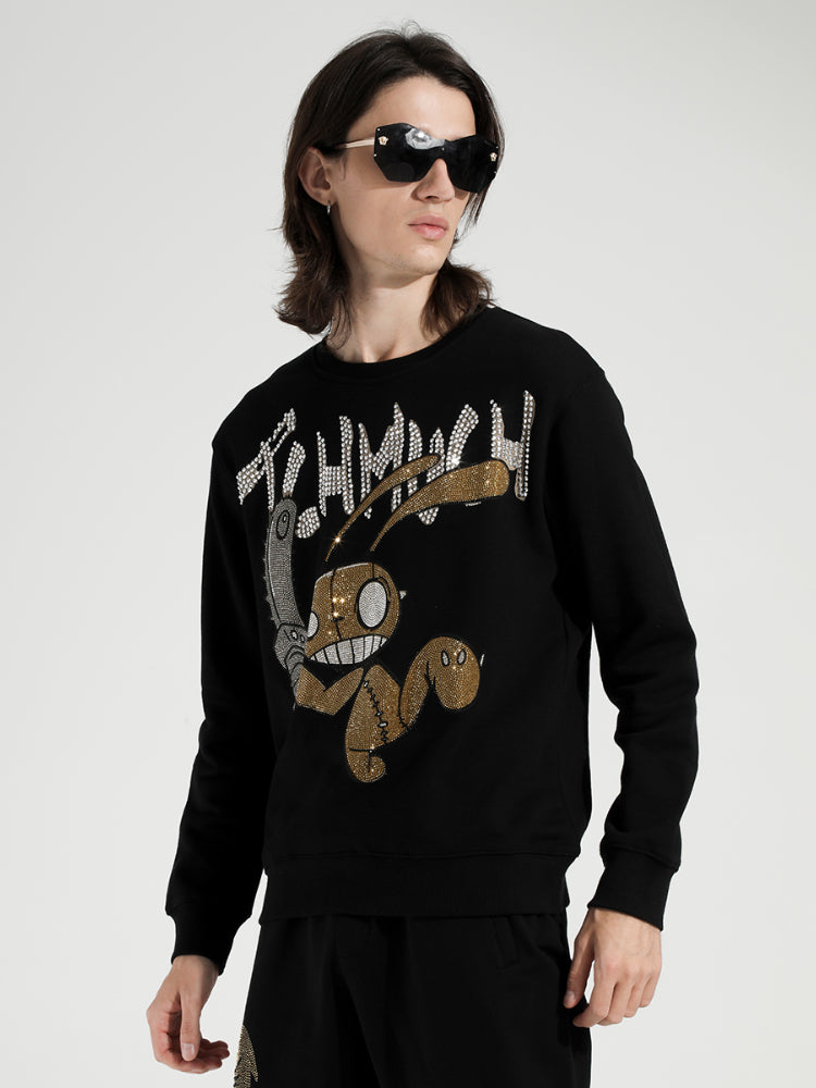TCH Hot Diamond Letter Rabbit Printed Sweatshirt