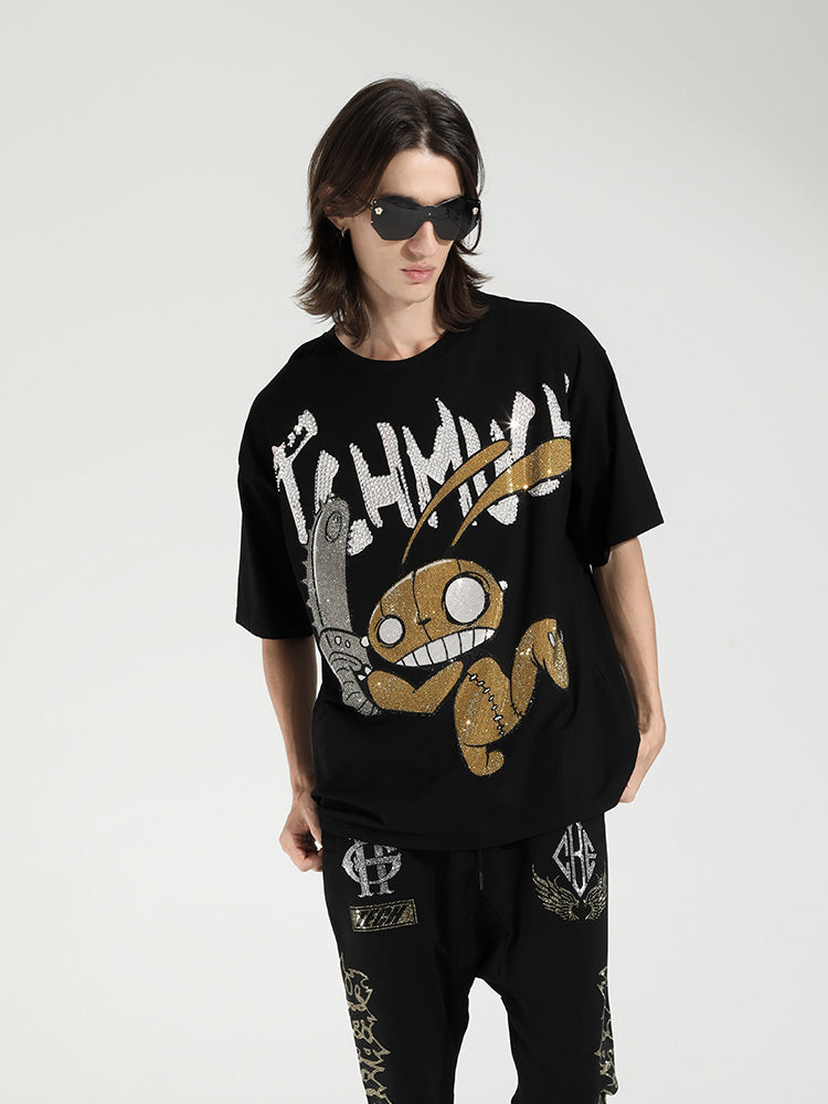 TCH Hot Diamond Letter Rabbit Printed T-shirt