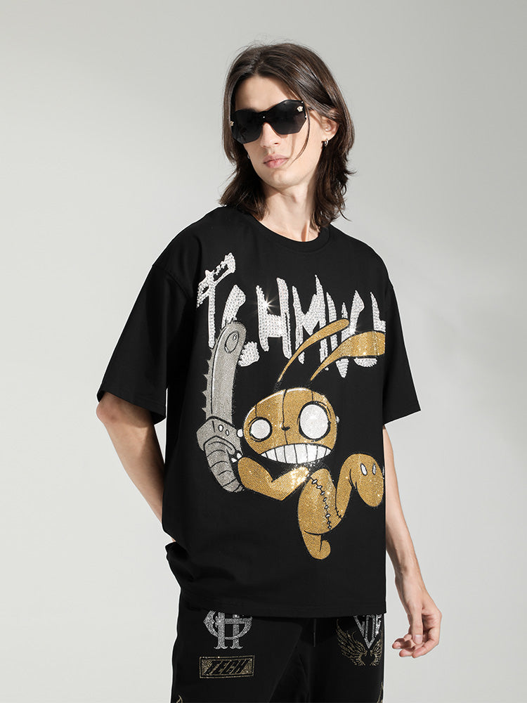 TCH Hot Diamond Letter Rabbit Printed T-shirt