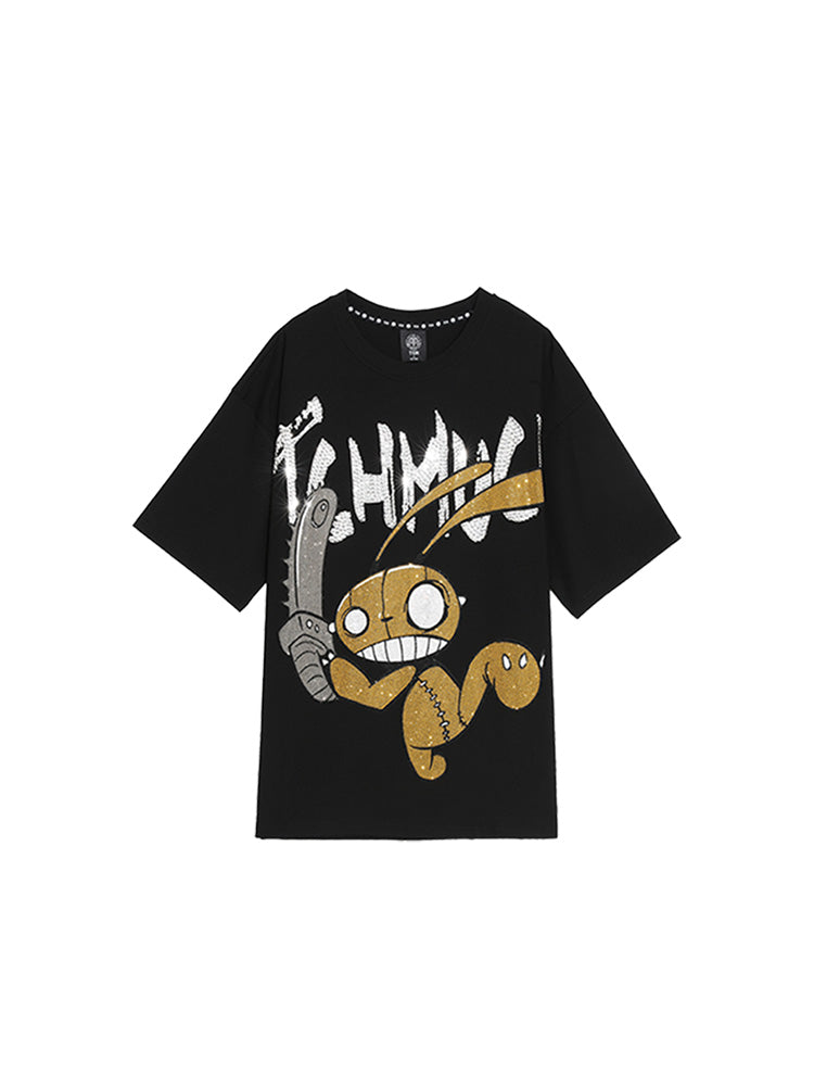 TCH Hot Diamond Letter Rabbit Printed T-shirt