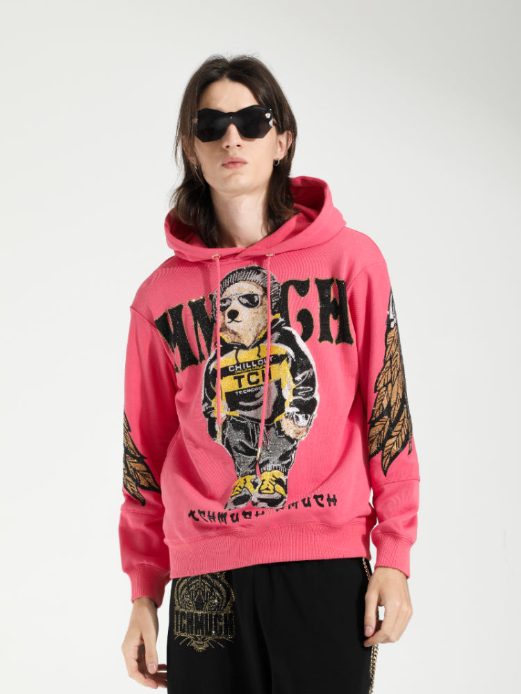 TCH Rhinestone Style Bear Long Sleeve Hoodies
