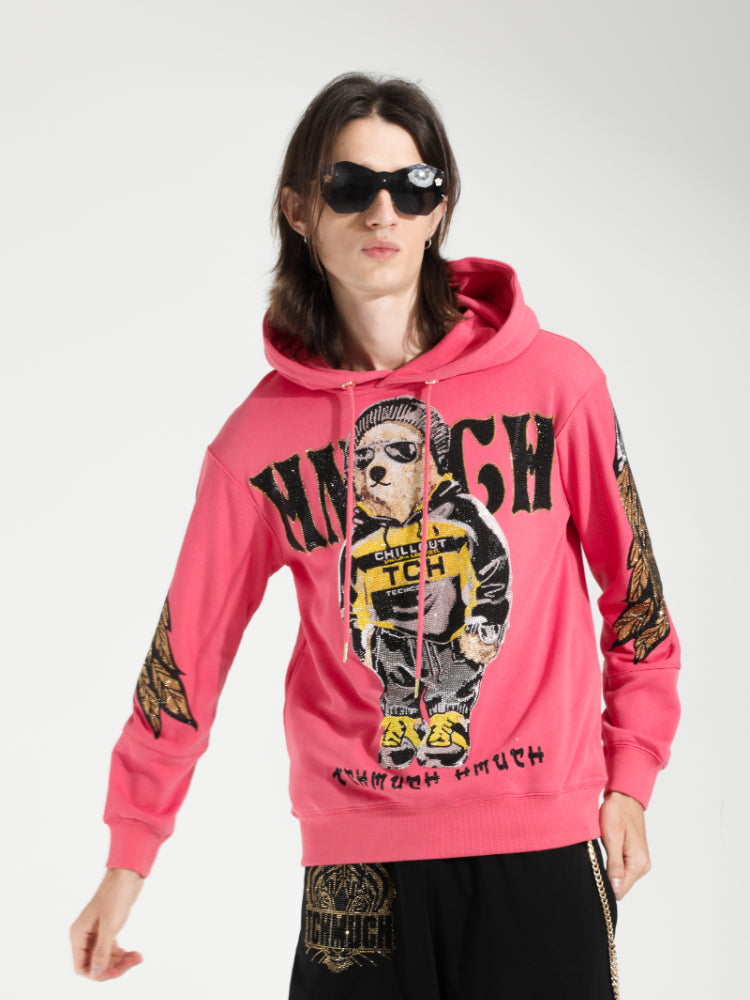 TCH Rhinestone Style Bear Long Sleeve Hoodies