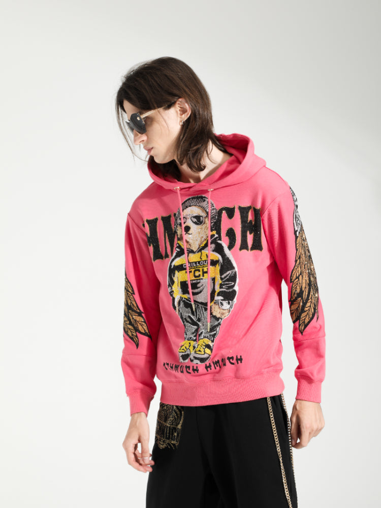 TCH Rhinestone Style Bear Long Sleeve Hoodies
