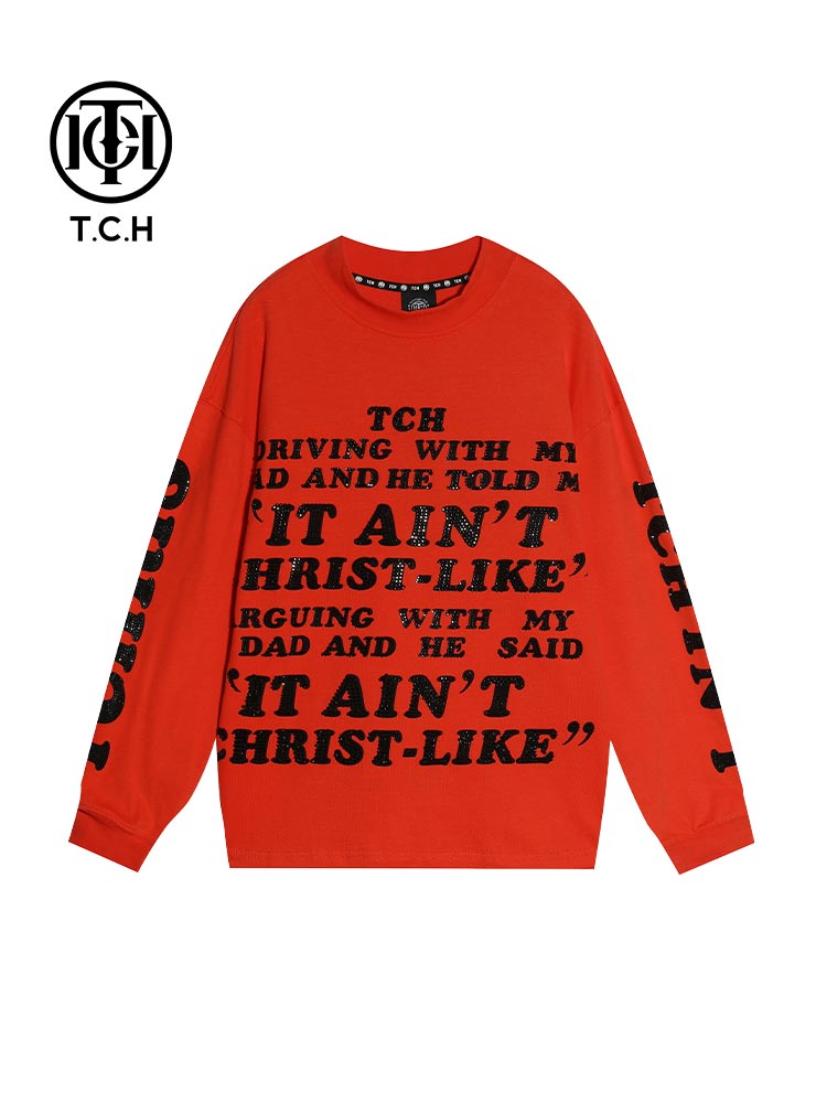 TCH Rhinestone Letter Print Sweatshirt